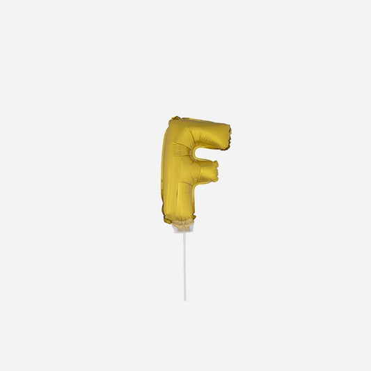 Ballon lettre "F" en aluminium avec bâton 41 cm or