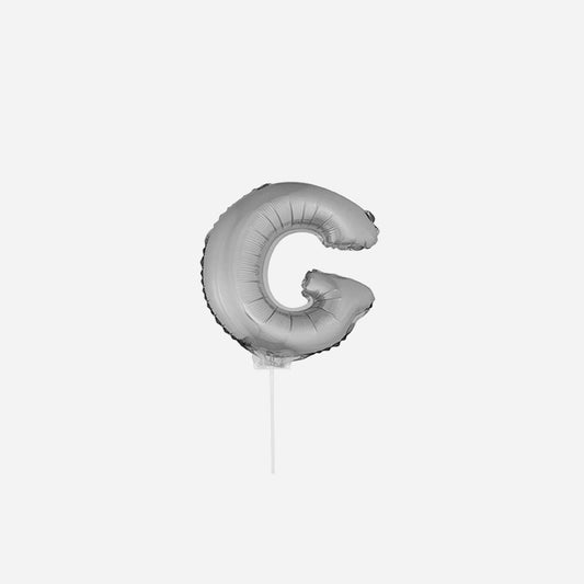Ballon lettre "G" en aluminium avec bâton 41 cm argent