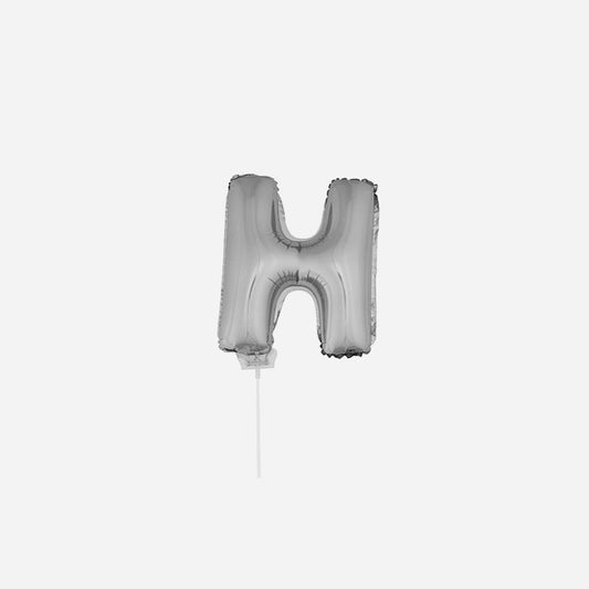 Ballon lettre "H" en aluminium avec bâton 41 cm argent