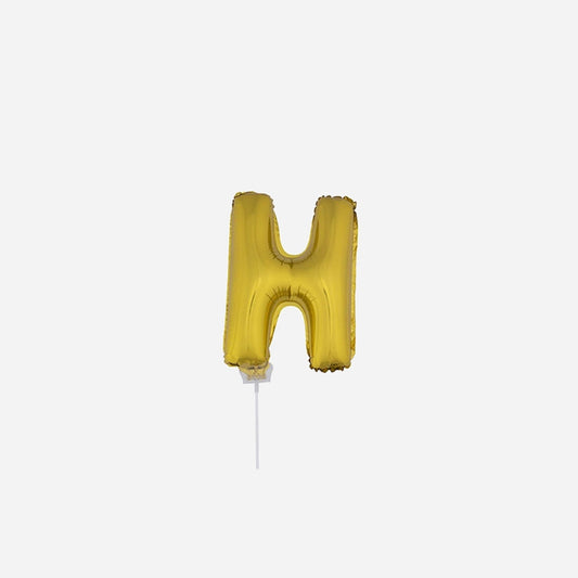 Ballon lettre "H" en aluminium avec bâton 41 cm or