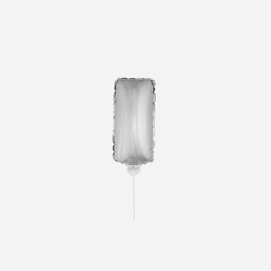 Ballon lettre "I" en aluminium avec bâton 41 cm argent