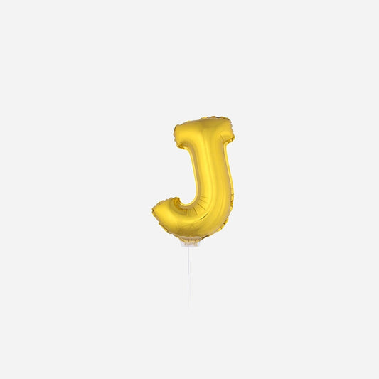 Ballon lettre "J" en aluminium avec bâton 41 cm or