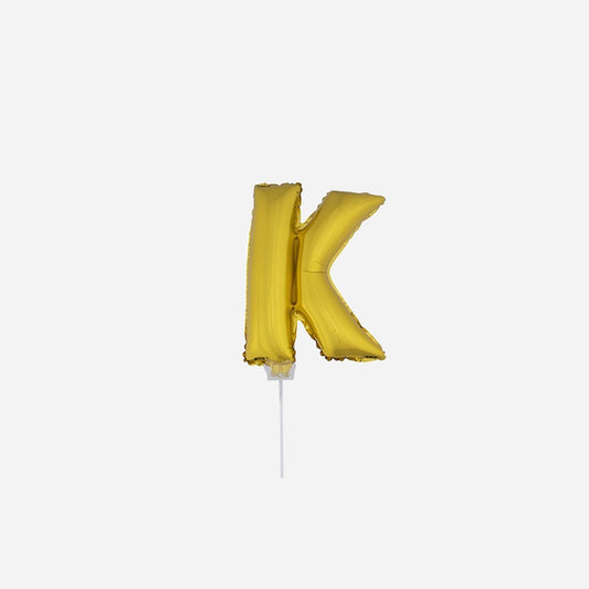 Ballon lettre "K" en aluminium avec bâton 41 cm or
