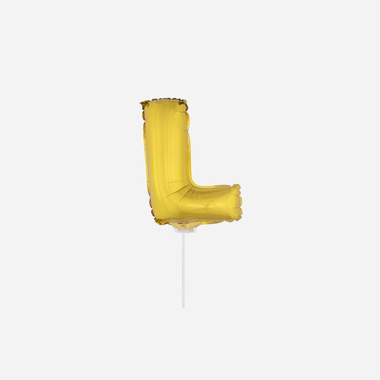 Ballon lettre "L" en aluminium avec bâton 41 cm or