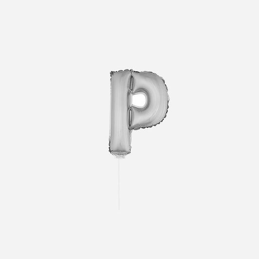 Ballon lettre "P" en aluminium avec bâton 41 cm argent