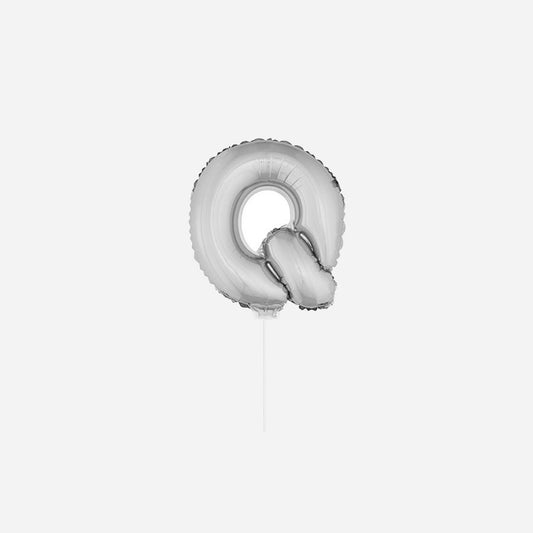 Ballon lettre "Q" en aluminium avec bâton 41 cm argent