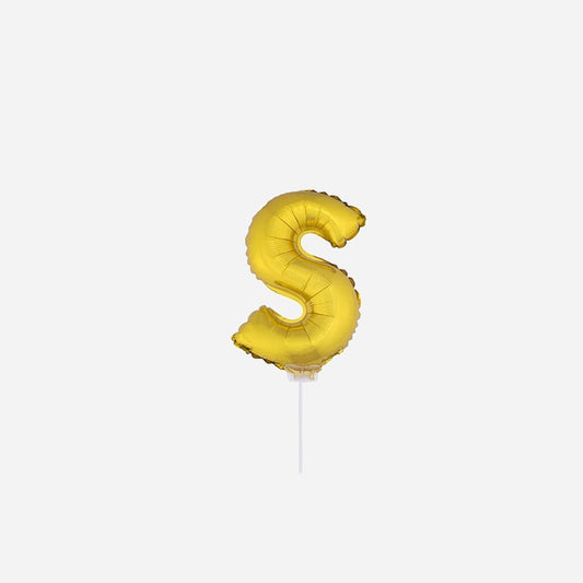 Ballon lettre "S" en aluminium avec bâton 41 cm or