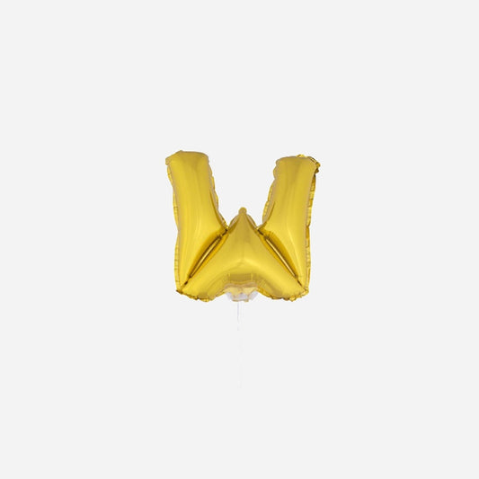 Ballon lettre "W" en aluminium avec bâton 41 cm or
