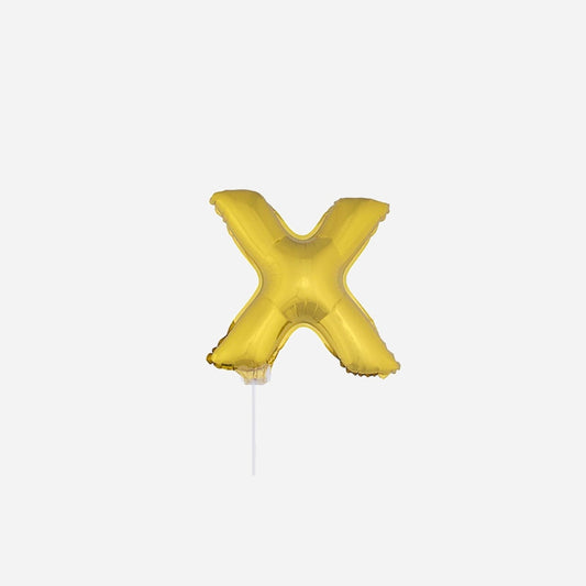 Ballon lettre "X" en aluminium avec bâton 41 cm or