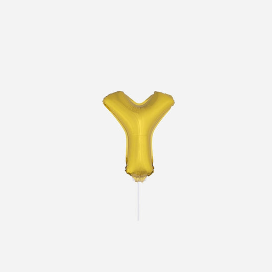 Ballon lettre "Y" en aluminium avec bâton 41 cm or