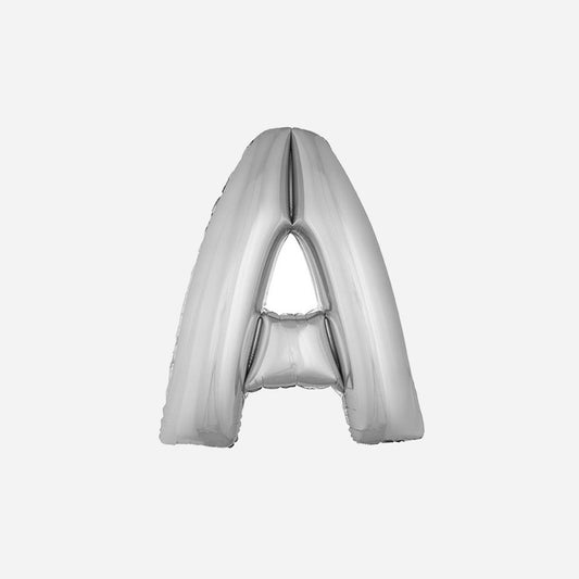 Ballon lettre "A" en aluminium 1 m argent