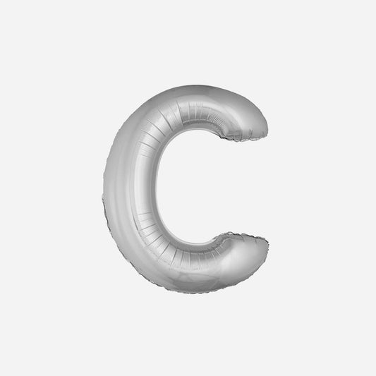 Ballon lettre "C" en aluminium 1 m argent