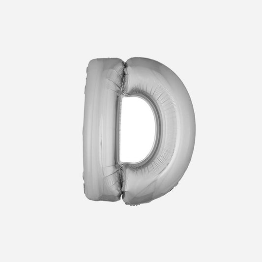 Ballon lettre "D" en aluminium 1 m argent