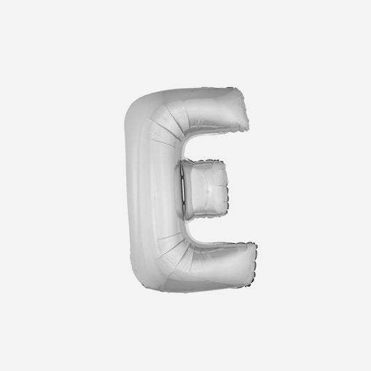 Ballon lettre "E" en aluminium 1 m argent