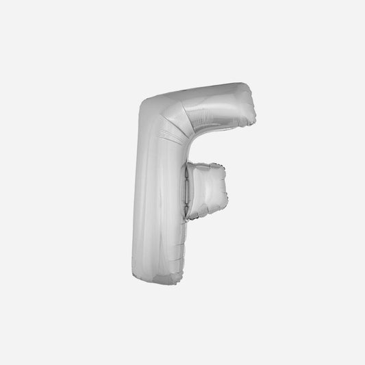 Ballon lettre "F" en aluminium 1 m argent