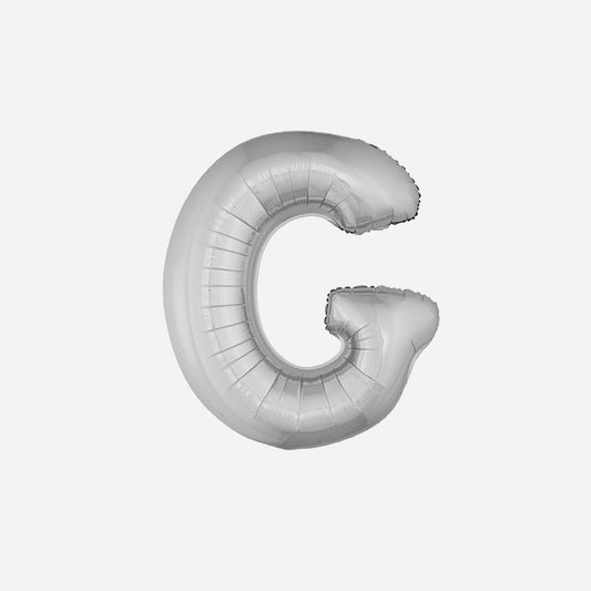 Ballon lettre "G" en aluminium 1 m argent