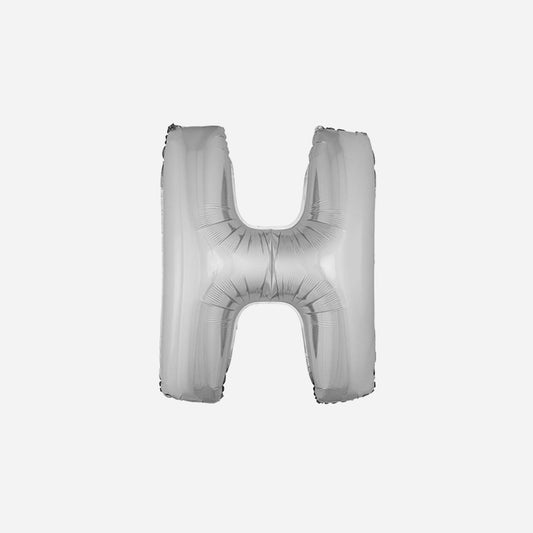 Ballon lettre "H" en aluminium 1 m argent