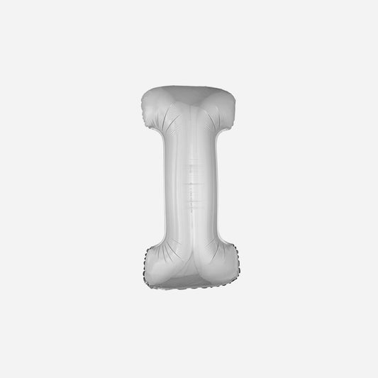 Ballon lettre "I" en aluminium 1 m argent