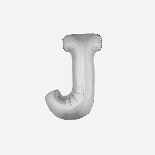 Ballon lettre "J" en aluminium 1 m argent