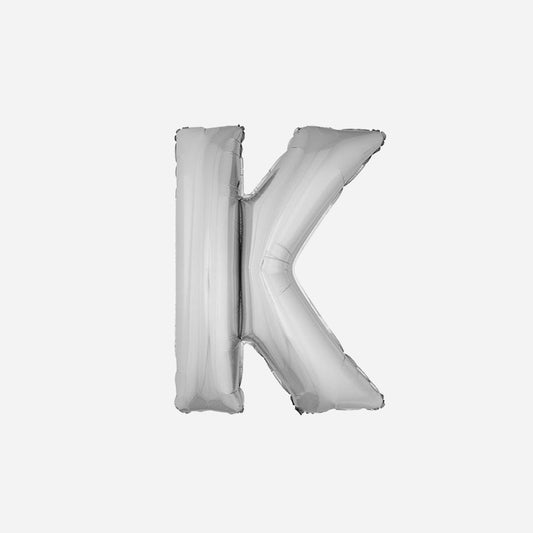 Ballon lettre "K" en aluminium 1 m argent