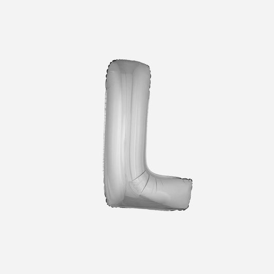 Ballon lettre "L" en aluminium 1 m argent