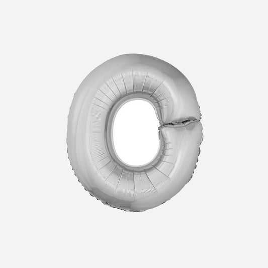 Ballon lettre "O" en aluminium 1 m argent