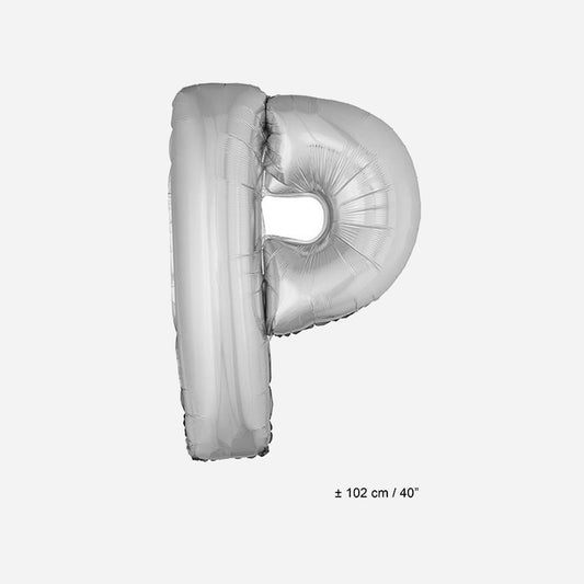 Ballon lettre "P" en aluminium 1 m argent