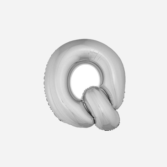 Ballon lettre "Q" en aluminium 1 m argent