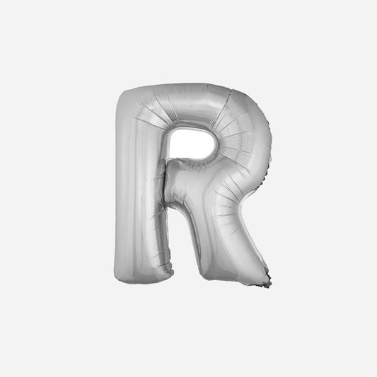 Ballon lettre "R" en aluminium 1 m argent