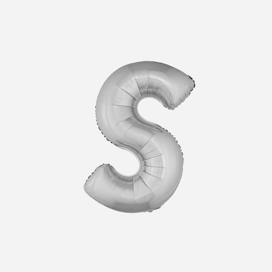 Ballon lettre "S" en aluminium 1 m argent