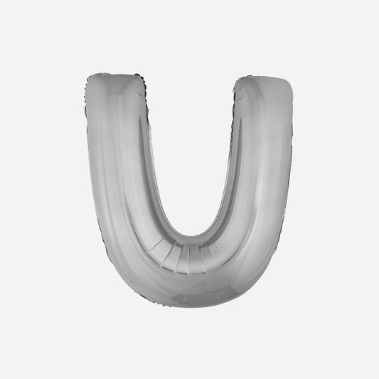 Ballon lettre "U" en aluminium 1 m argent