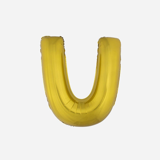 Ballon lettre "U" en aluminium 1 m or