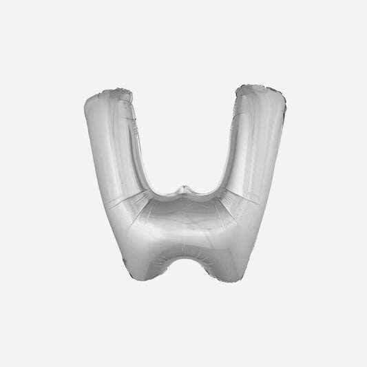 Ballon lettre "W" en aluminium 1 m argent
