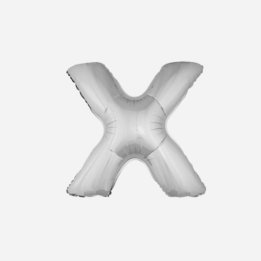 Ballon lettre "X" en aluminium 1 m argent