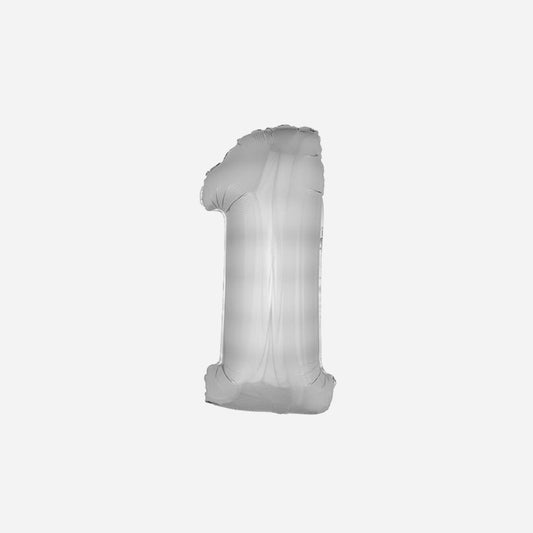Ballon chiffre "1" en aluminium argent 1 m