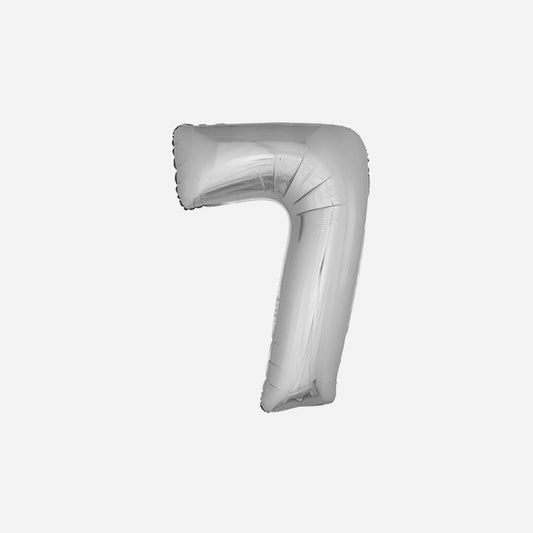 Ballon chiffre "7" en aluminium argent 1 m