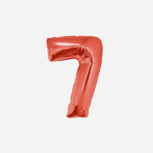Ballon chiffre "7" en aluminium rouge 1 m