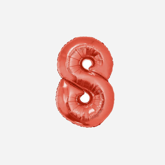 Ballon chiffre "8" en aluminium rouge 1 m