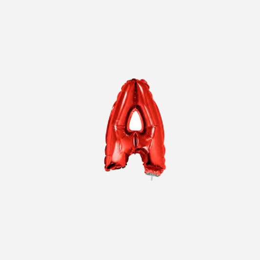 Ballon lettre "A" en aluminium avec bâton 41 cm rouge
