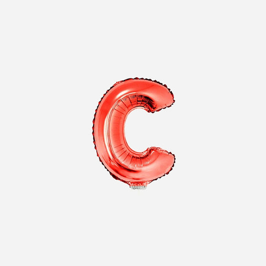 Ballon lettre "C" en aluminium avec bâton 41 cm rouge