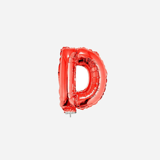Ballon lettre "D" en aluminium avec bâton 41 cm rouge