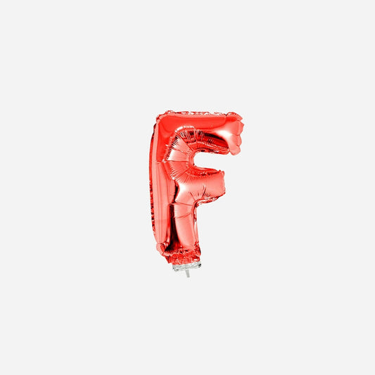 Ballon lettre "F" en aluminium avec bâton 41 cm rouge