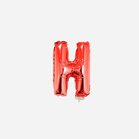 Ballon lettre "H" en aluminium avec bâton 41 cm rouge