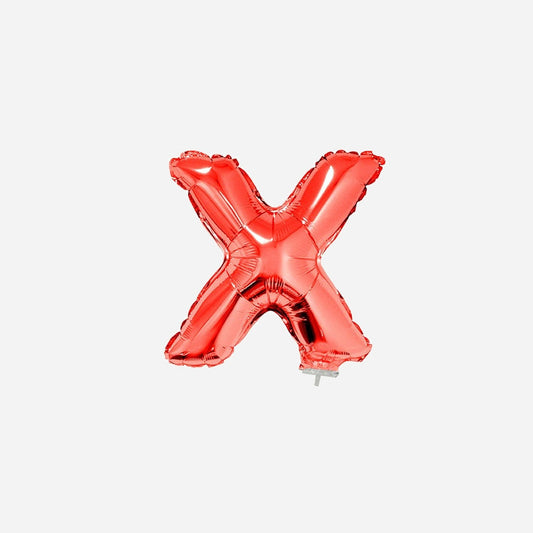 Ballon lettre "X" en aluminium avec bâton 41 cm rouge