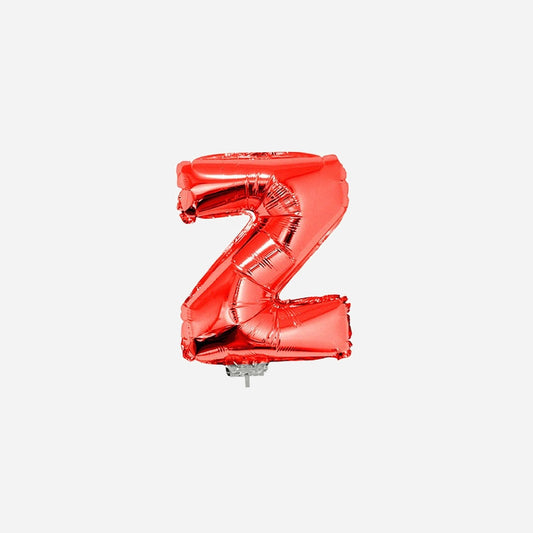 Ballon lettre "Z" en aluminium avec bâton 41 cm rouge