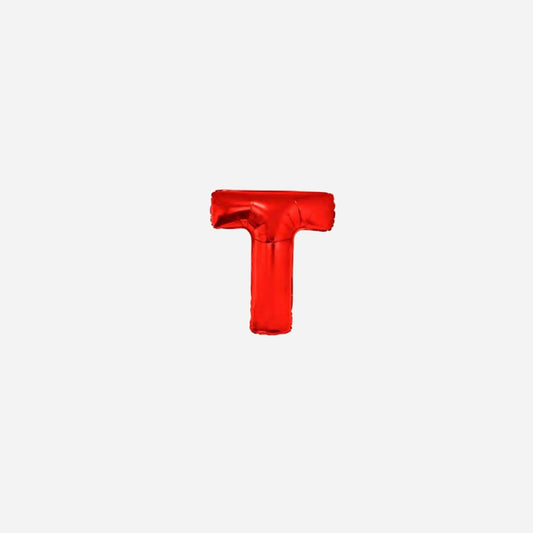 Ballon lettre "T" en aluminium 1 m rouge
