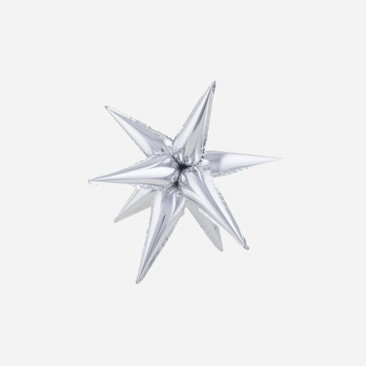 Ballon aluminium étoile 3D argent 60 × 20 cm