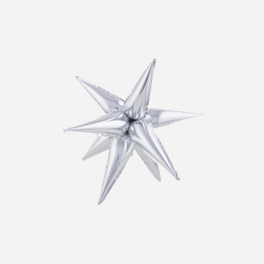 Ballon aluminium étoile 3D argent 45 × 14 cm