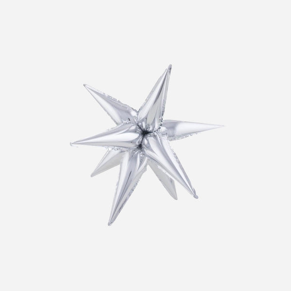 Ballon aluminium étoile 3D argent 45 × 14 cm