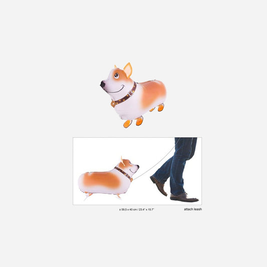 Ballon aluminium chien corgi 60 × 40 cm